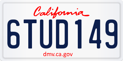 CA license plate 6TUD149