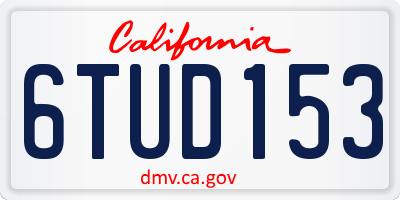 CA license plate 6TUD153