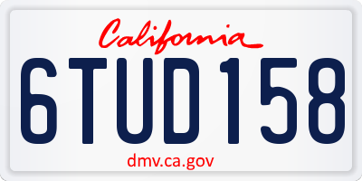 CA license plate 6TUD158