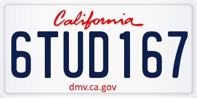 CA license plate 6TUD167