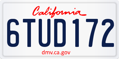 CA license plate 6TUD172