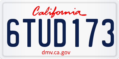 CA license plate 6TUD173