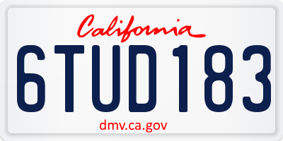 CA license plate 6TUD183