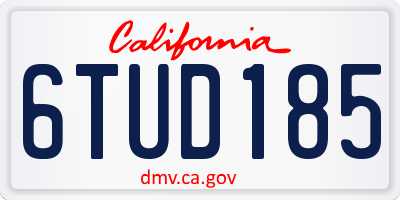 CA license plate 6TUD185