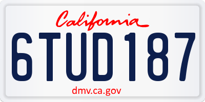 CA license plate 6TUD187