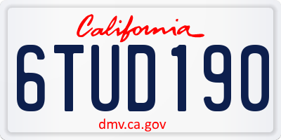 CA license plate 6TUD190