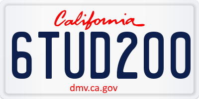 CA license plate 6TUD200