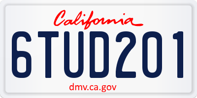CA license plate 6TUD201