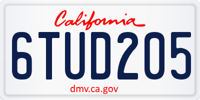 CA license plate 6TUD205