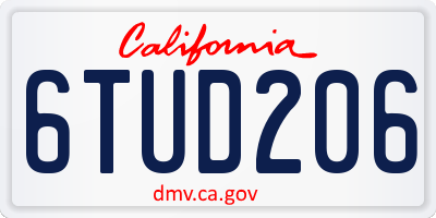 CA license plate 6TUD206