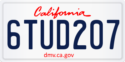 CA license plate 6TUD207