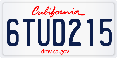 CA license plate 6TUD215
