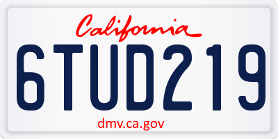 CA license plate 6TUD219