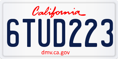 CA license plate 6TUD223