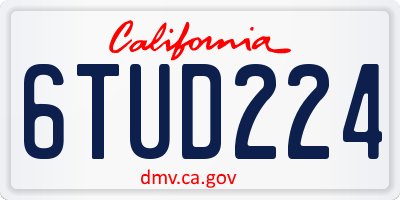 CA license plate 6TUD224