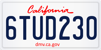CA license plate 6TUD230