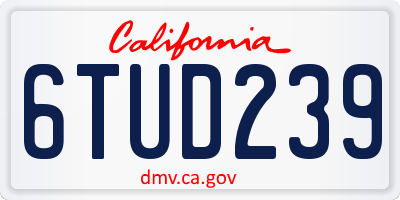 CA license plate 6TUD239