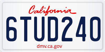 CA license plate 6TUD240