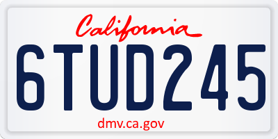 CA license plate 6TUD245