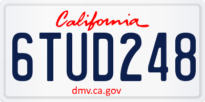 CA license plate 6TUD248