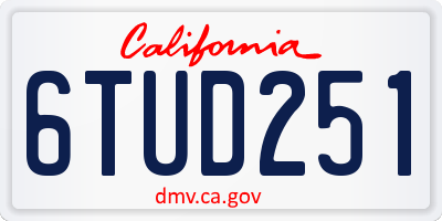 CA license plate 6TUD251