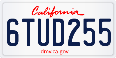 CA license plate 6TUD255