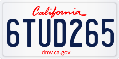 CA license plate 6TUD265