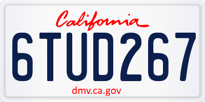 CA license plate 6TUD267