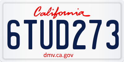 CA license plate 6TUD273
