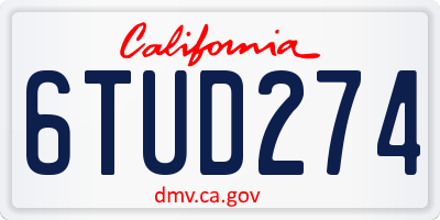 CA license plate 6TUD274