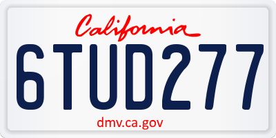 CA license plate 6TUD277