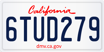 CA license plate 6TUD279