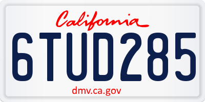 CA license plate 6TUD285