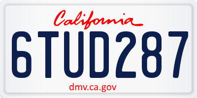 CA license plate 6TUD287