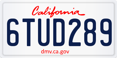 CA license plate 6TUD289