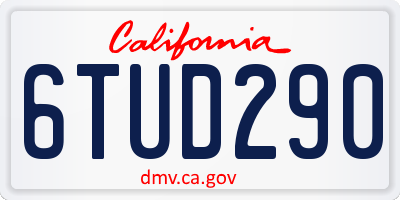 CA license plate 6TUD290