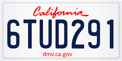 CA license plate 6TUD291
