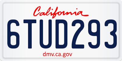 CA license plate 6TUD293
