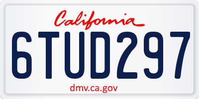 CA license plate 6TUD297
