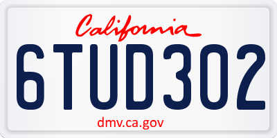 CA license plate 6TUD302