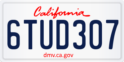 CA license plate 6TUD307