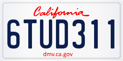 CA license plate 6TUD311
