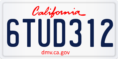 CA license plate 6TUD312