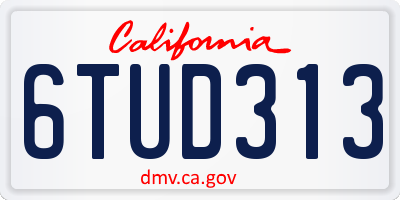 CA license plate 6TUD313