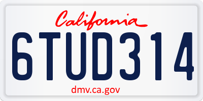 CA license plate 6TUD314