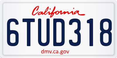 CA license plate 6TUD318