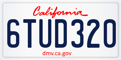 CA license plate 6TUD320