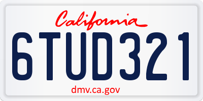 CA license plate 6TUD321