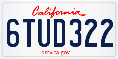CA license plate 6TUD322