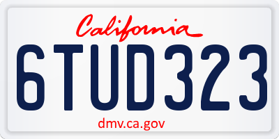 CA license plate 6TUD323